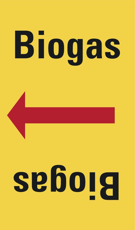 Aufkleber: "Biogas" mit Richtungspfeil